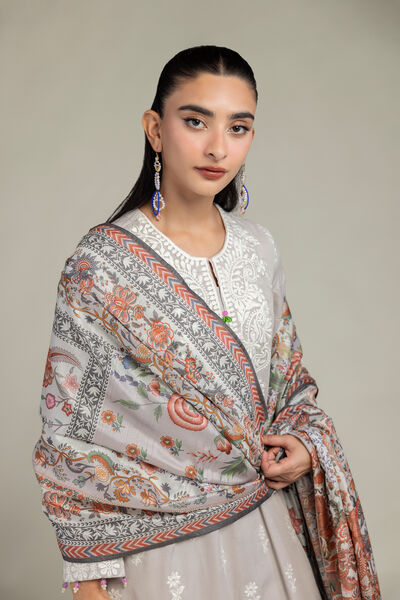 Embroidered  | Polyester Silk | Floral Silk Dupatta | GBP 20.00