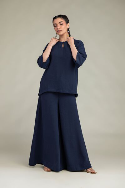 Dyed | Crepe Georgette | Navy Georgette Trousers | GBP 30.00