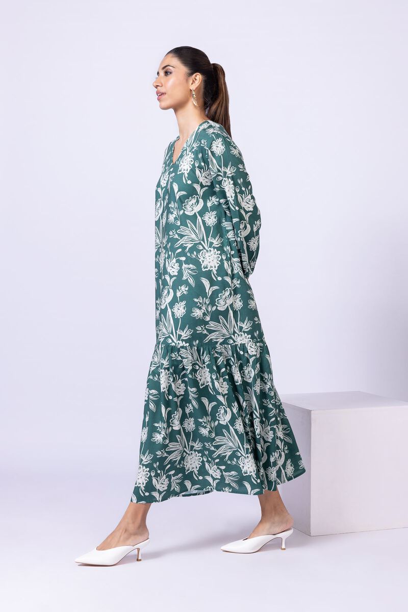 Printed | Dull Raw Silk | Maxi Dress | null