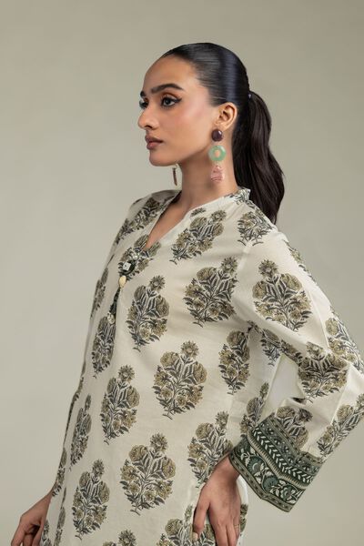 Printed | Cambric | Floral V-Neck Kurta | GBP 30.00