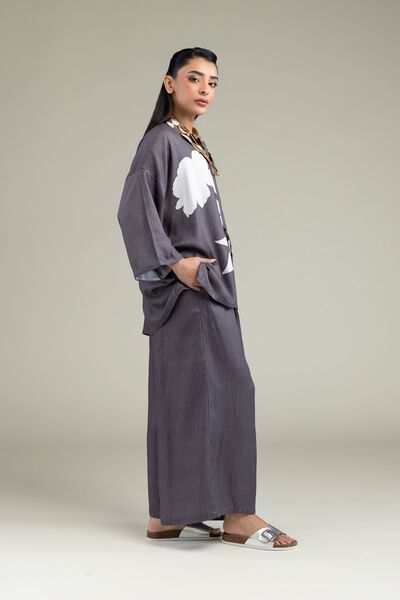 Printed | Viscose Crepe | Gray Viscose Trousers | GBP 20.00