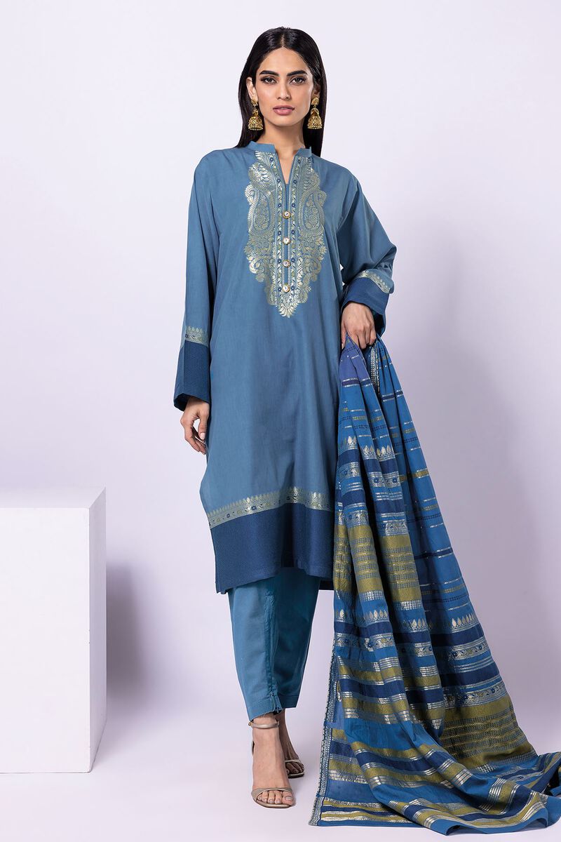 Dyed | Cotton Brosha Jacquard | Fabrics 3 Piece | null