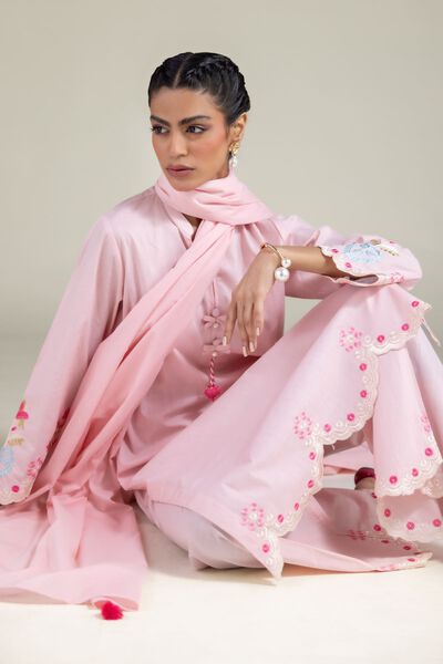 Embroidered | Textured Cotton | Floral Longline Kurta | GBP 30.00