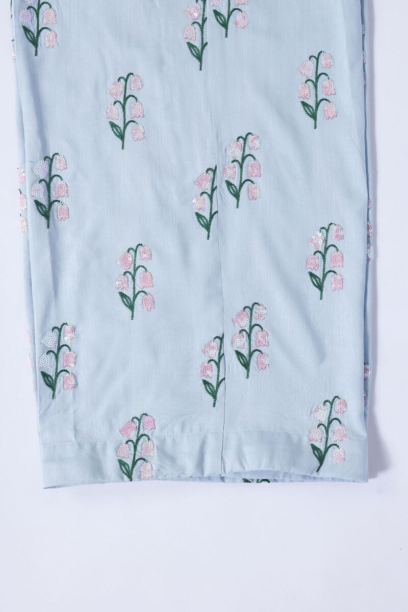 Embroidered | Crosshatch Raw Silk | Pants | null