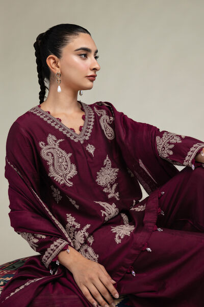 Raw Silk | Paisley V-Neck Kurta | GBP 55.00