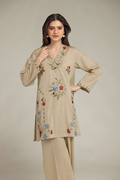 Embroidered | Cotton Dobby | Cotton V-Neck Kurta | GBP 35.00