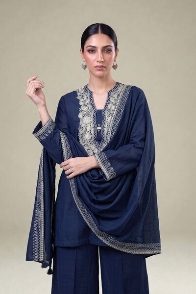 Embroidered | Light Khaddar | Navy Khaddar Kurta | GBP 40.00