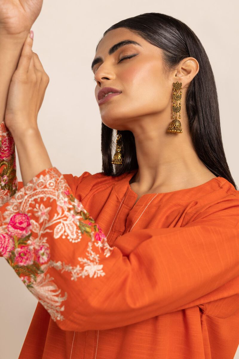 Kurta | Embroidered, RUST, hi-res image number null