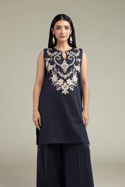 Embroidered | Cambric | Floral Sleeveless Kurta | GBP 25.00