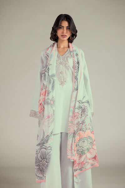 Embroidered | Cotton Dobby | 3-Piece Tailored Set | GBP 35.00