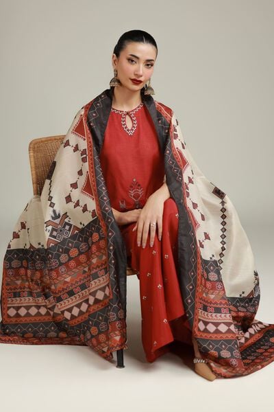 Embroidered | Polyester Silk | Ajrak Wrap Dupatta | GBP 25.00