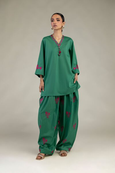 Embroidered | Cambric | Green Cambric Shalwar | GBP 30.00