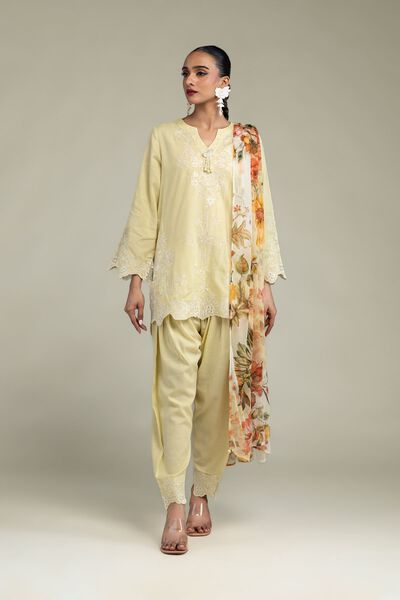 Embroidered | Raw Silk | Yellow Silk Shalwar | GBP 20.00