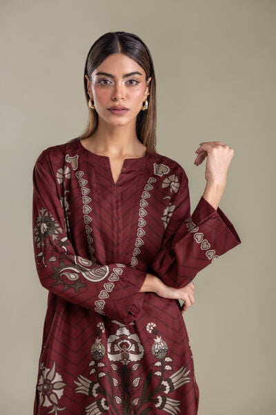 Printed | Viscose Crepe | Short Maroon Tunic | GBP 30.00
