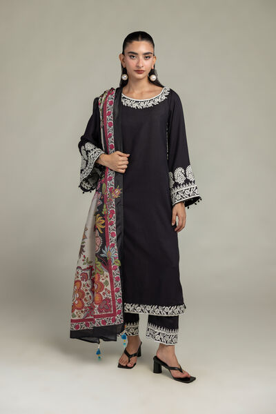 Embroidered | Raw Silk | Black Silk Pants | GBP 20.00