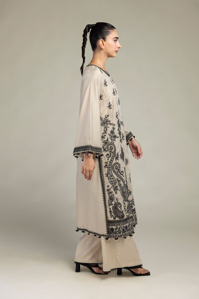 Raw Silk | Beige Solid Pants | GBP 20.00