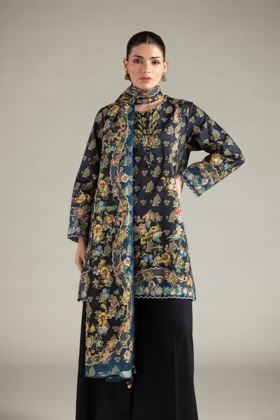 Embroidered | Jacquard | Black Tailored 3-Piece | GBP 60.00