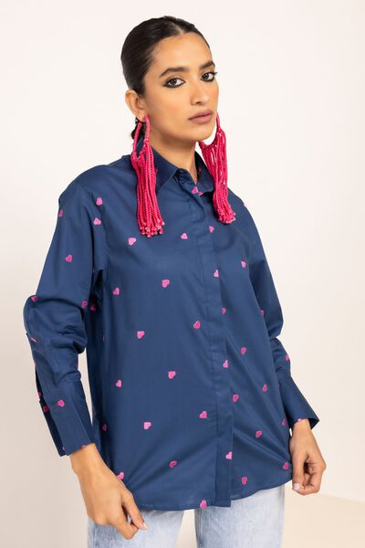 Shirt | Embroidered, BLUE, hi-res