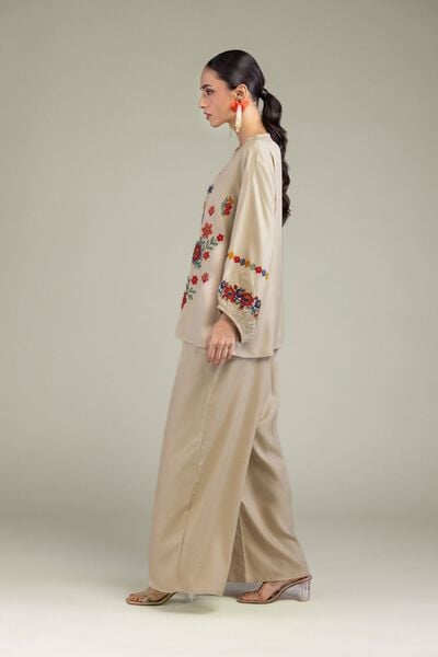 Embroidered | Viscose Crepe | Solid Viscose Trousers | GBP 20.00