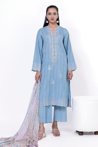 Embroidered | Textured Cotton | Tailored 3 Piece | GBP 35.00