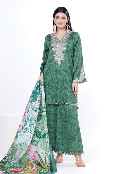 Embroidered | Cotton Satin | Fabrics 3 Piece | GBP 25.00