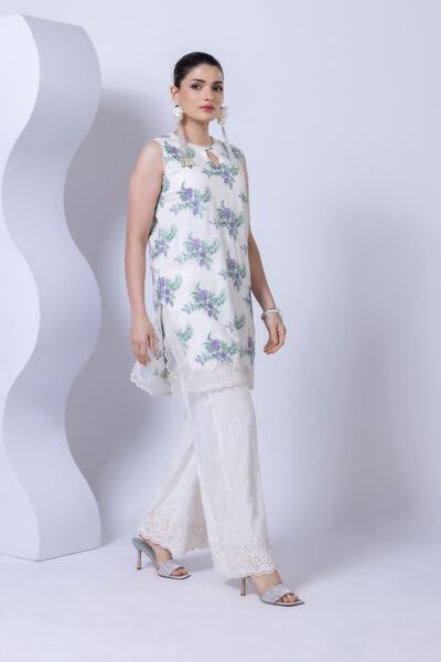 Embroidered | Crosshatch Raw Silk | Pants | GBP 35.00