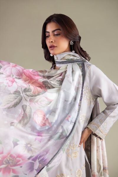 Embroidered | Polyester Silk | Floral Draped Dupatta | GBP 25.00