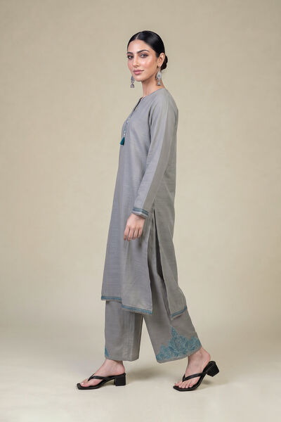 Embroidered | Light Khaddar | Gray Khaddar Pants | GBP 30.00