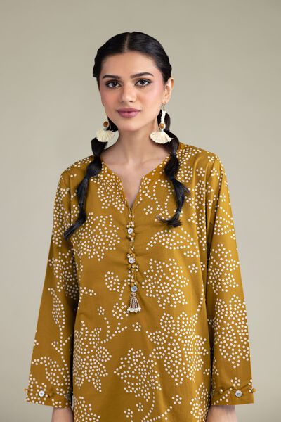 Printed | Cambric | Floral Mustard Kurta | GBP 17.50