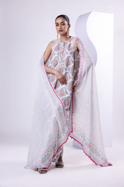 Embroidered | Light Oak Silk | Dupatta | GBP 35.00