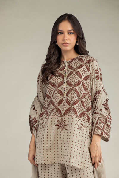 Printed | Cotton Dobby | Beige Cotton Kurta | GBP 20.00