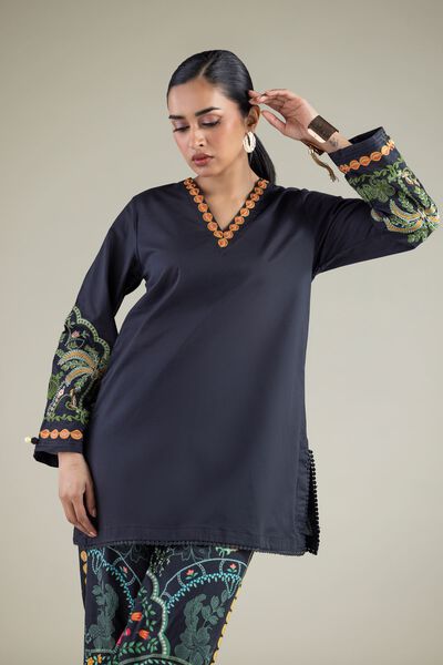 Embroidered | Cambric | Black Cambric Kurta | GBP 15.00