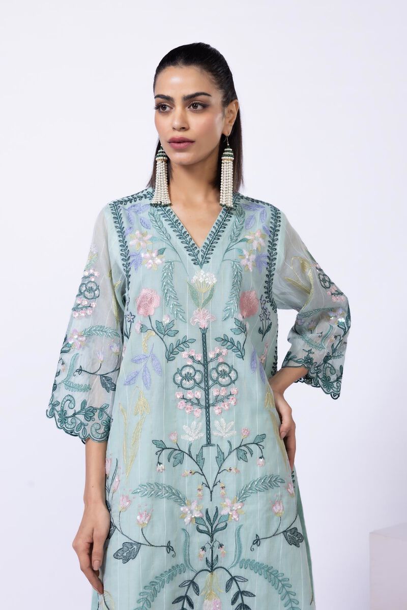 Embroidered | Cotton Zari Organza | Kurta | GBP 60.00