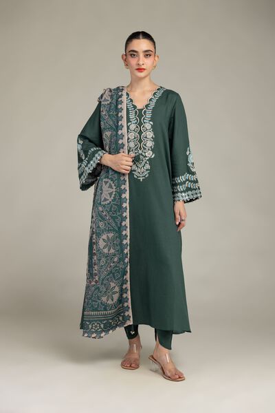 Embroidered | Raw Silk | Green Silk Shalwar | GBP 20.00