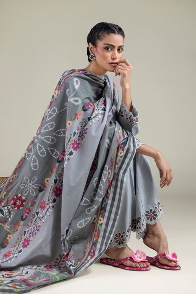 Embroidered | Textured Cotton | Floral Dupatta | GBP 15.00