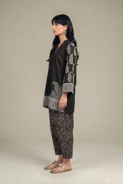 Printed | Light Khaddar | Black Floral Shalwar | GBP 35.00