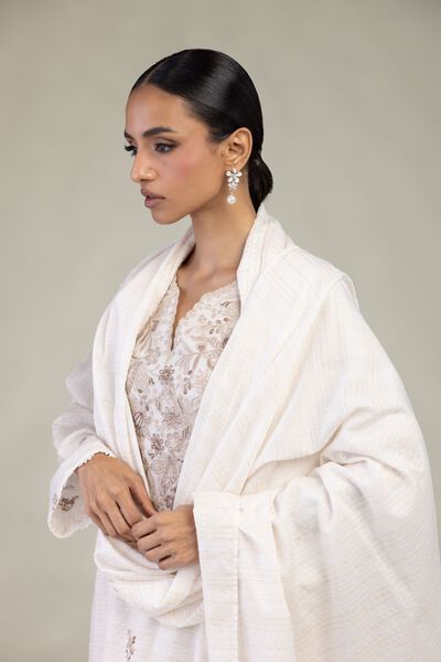 Embroidered | Messuri Dobby | White Tailored 3-Piece | GBP 75.00