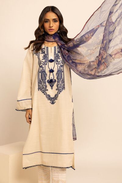 Fabrics 2 Piece | Top Dupatta, OFF-WHITE, hi-res
