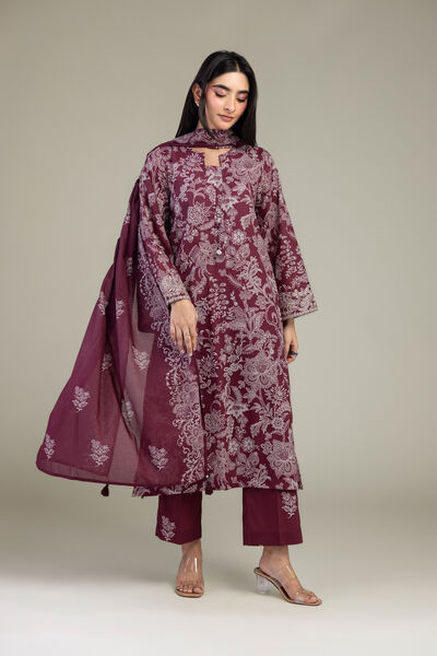 Embroidered | Lawn | Maroon Lawn Dupatta | GBP 25.00