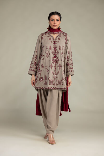Embroidered | Raw Silk | Beige Silk Shalwar | GBP 30.00