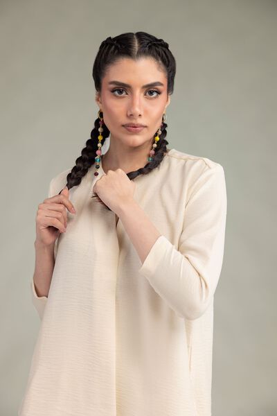 Dyed | Crepe Georgette | Solid V-Neck Shirt | GBP 35.00