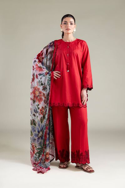 Embroidered | Cotton Dobby | Floral Threadwork Pants | GBP 25.00