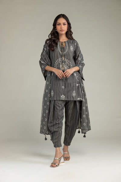 Printed | Cotton Dobby | Gray Cotton Kurta | GBP 6.00