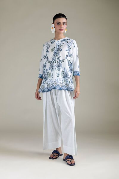 Embroidered | Cambric | White Cambric Trousers | GBP 25.00