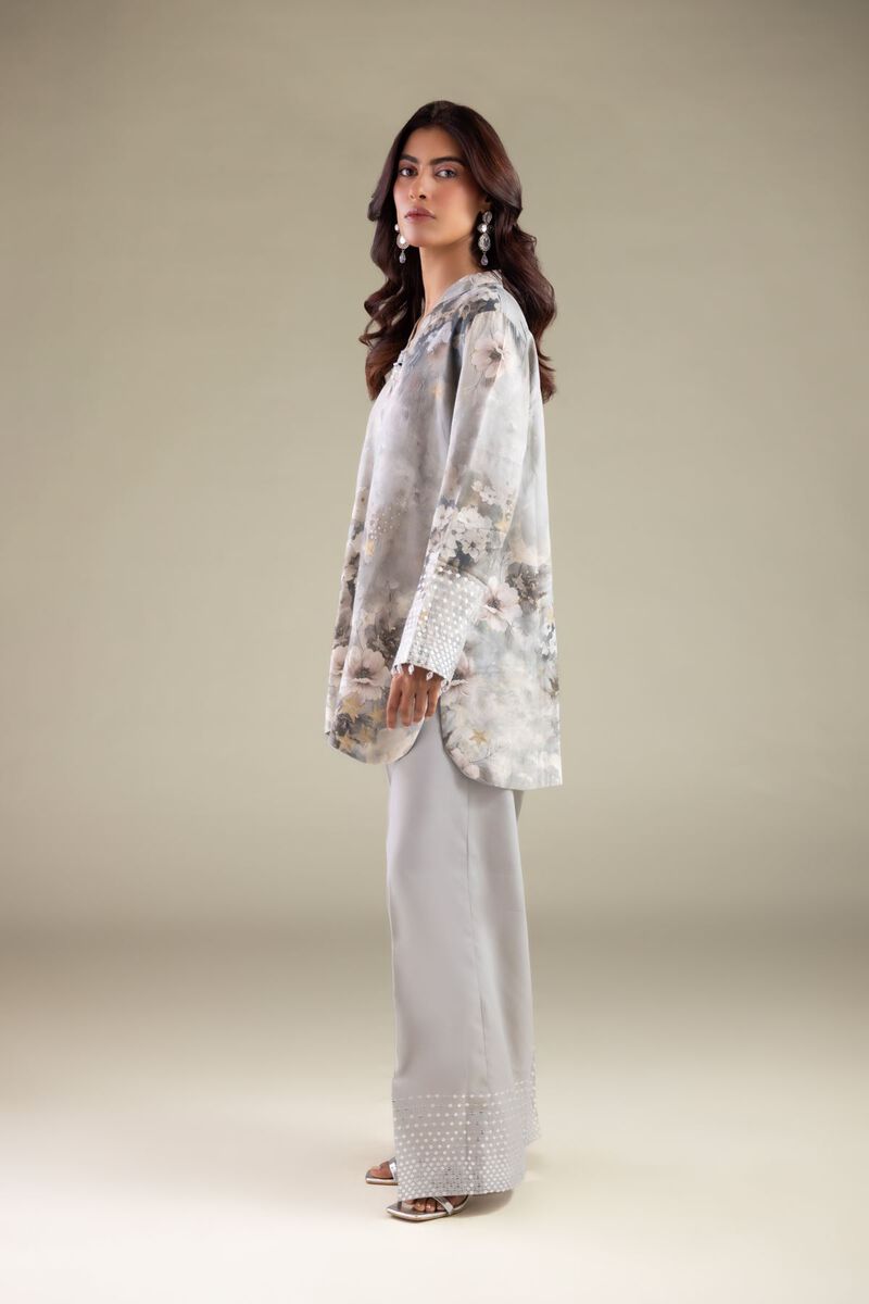 Embroidered | Raw Silk | Pearl Embellished Pants | null