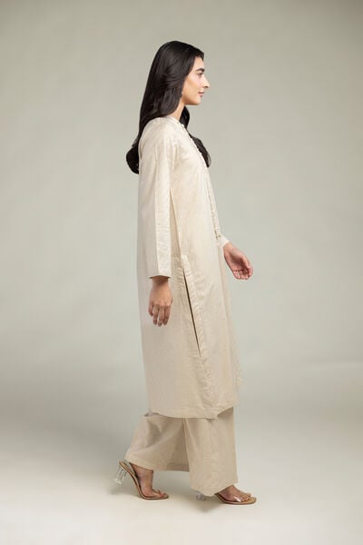 Dyed | Cotton Dobby | Beige Solid Pants | GBP 25.00
