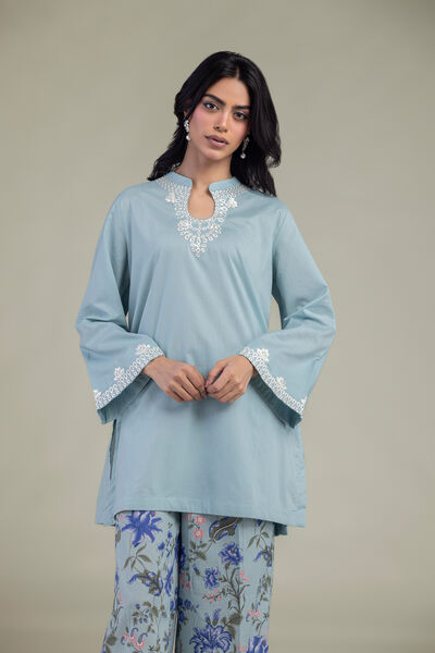 Embroidered | Cambric | Blue Cambric Kurta | GBP 35.00