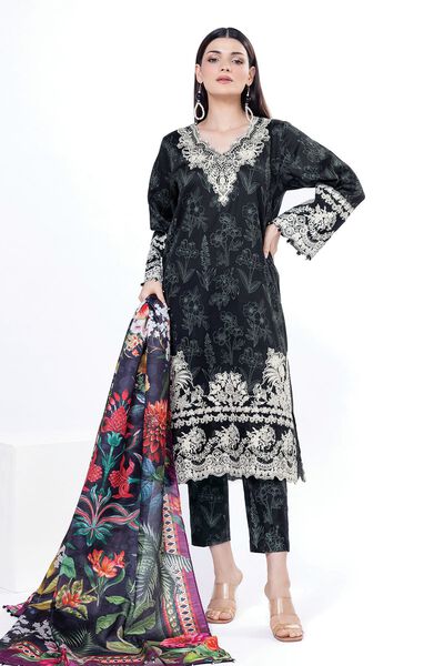 Embroidered | Cotton Satin | Fabrics 3 Piece | GBP 35.00