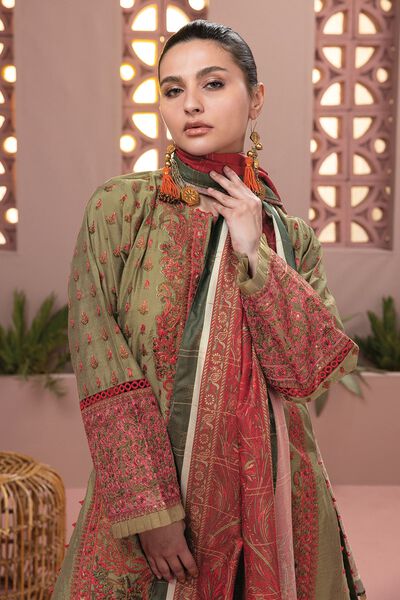 Dull Raw Silk | Embroidered | Fabrics 3 Piece | GBP 27.50