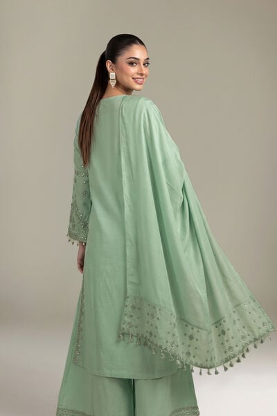 Embroidered | Polyester Silk | Mint Silk Dupatta | GBP 35.00